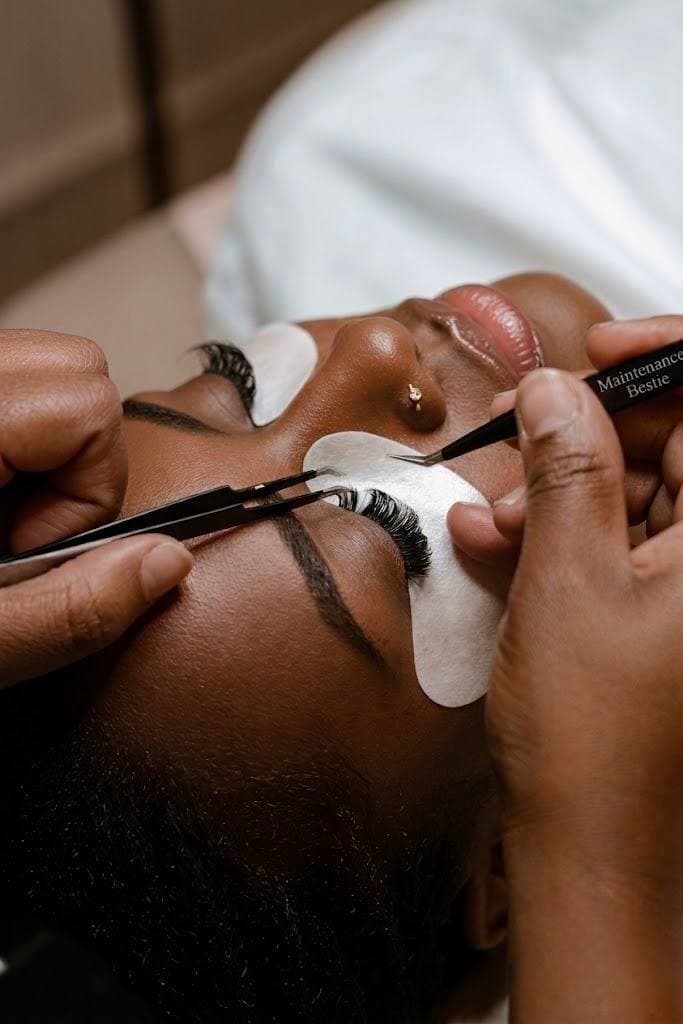 A client having knotless braids done